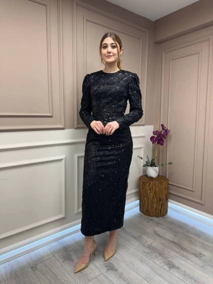 Tiara 261248 Siyah Taşlı Abiye