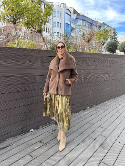 Trenç 7009 Vizon Hakim Yaka Kısa Kürk Kaban