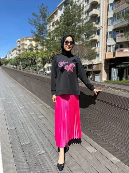 Venöve 24SSETE0001 Fuşya Arta Etek