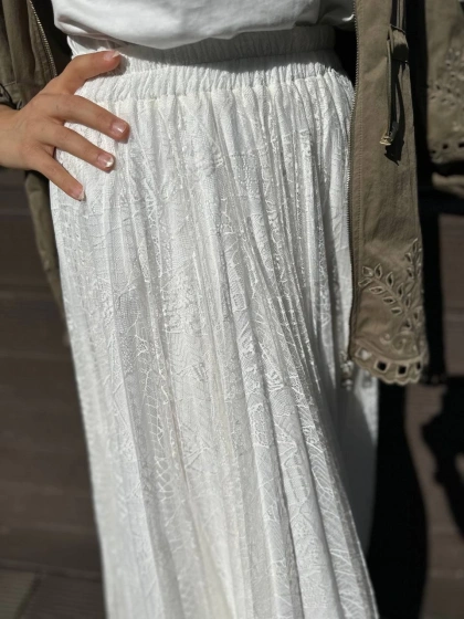 Venöve 24SSETE0015 Beyaz Evere Etek