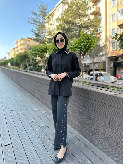 Venöve 24SSGOM0017 Siyah Rovigo Gömlek