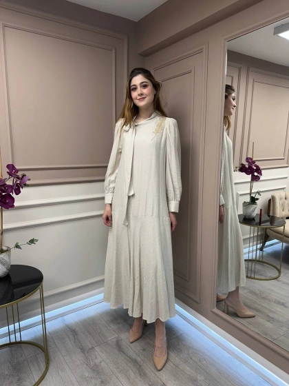 Venöve 25SSELB0009 Krem Bella Elbise