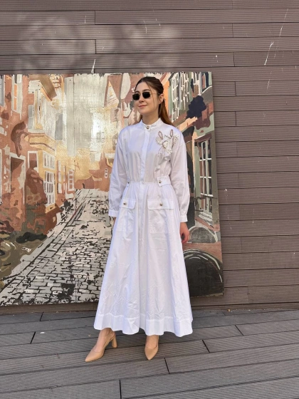 Venöve 25SSELB0021 Beyaz Grace Elbise