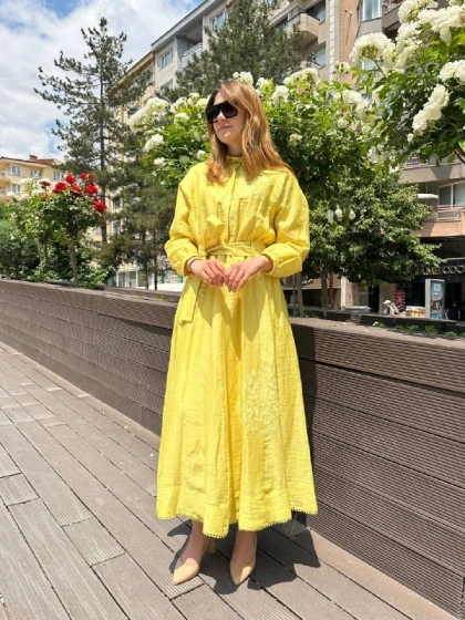 Venöve 25SSELB0028 Sarı Lily Elbise
