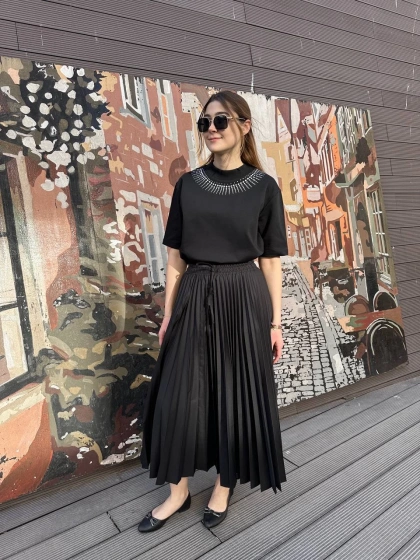 Venöve 25SSETE0002 Siyah Brandi Etek