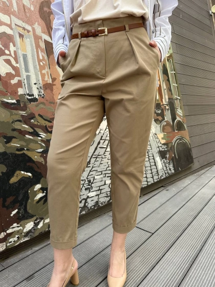 Venöve 25SSPNT0021 Camel Sierra Pantolon