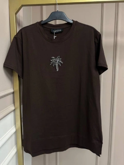 Venöve 25SSTSH0001 Kahverengi Lola Tişört