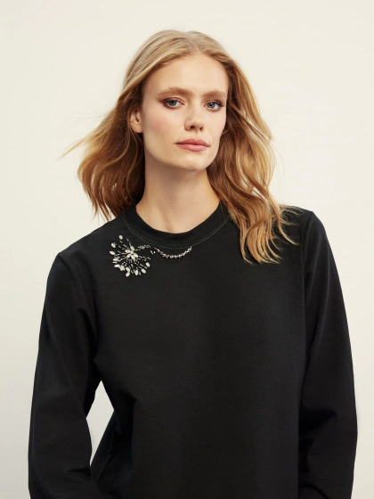 Venöve 26FWBLZ0001 Siyah Sune Bluz