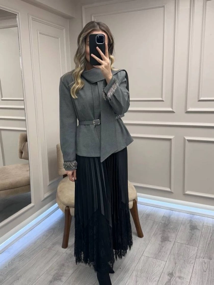 Venöve 26FWCEK0029 Gri Gavi Ceket