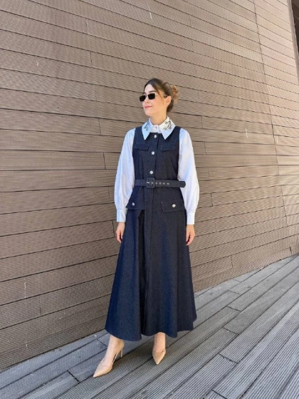 Venöve 26FWELB0002 Lacivert Zeta Gömlek Elbise Takım