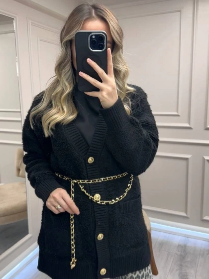 Venöve 26FWHRK0003 Siyah Norre Hırka