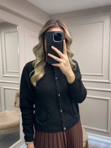 Venöve 26FWHRK0004 Siyah Becca Hırka