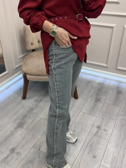 Venöve 26FWPNT0019 Gri Douglas Pantolon