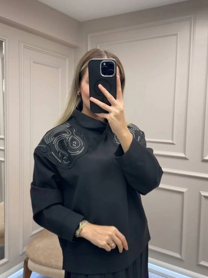 Venöve 26FWSWE0001 Siyah Lulu Sweat