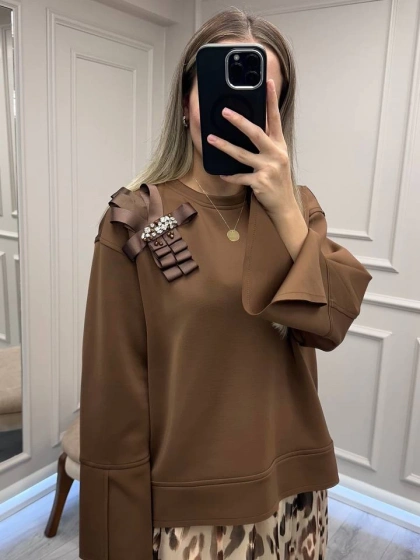 Venöve 26FWSWE0004 Kahverengi Darel Sweat