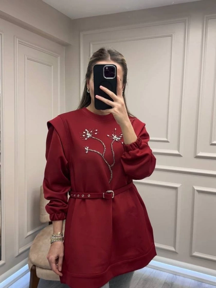 Venöve 26FWSWE0007 Kırmızı Oscar Sweat