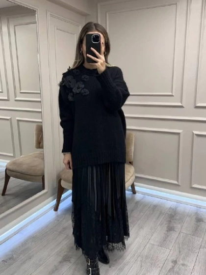 Venöve 26FWTRI0007 Siyah Lenora Triko