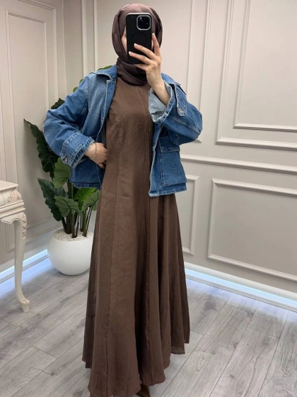 Venöve 26SSELB0025 Kahverengi Reggıe Elbise