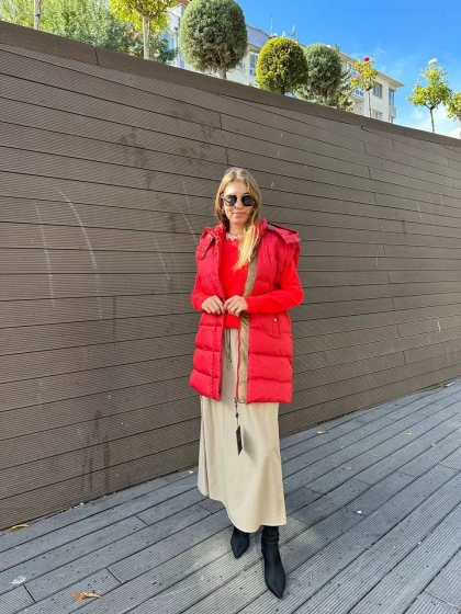 Womania 18280 Kırmızı Rabat Yelek