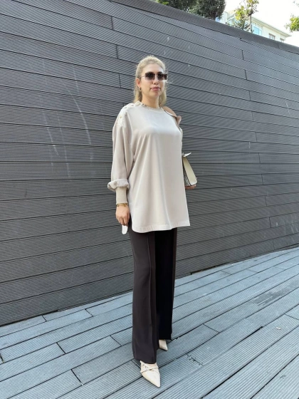 Yusuf Özdemir 24Y1442 Kahverengi Palazzo Pantolon