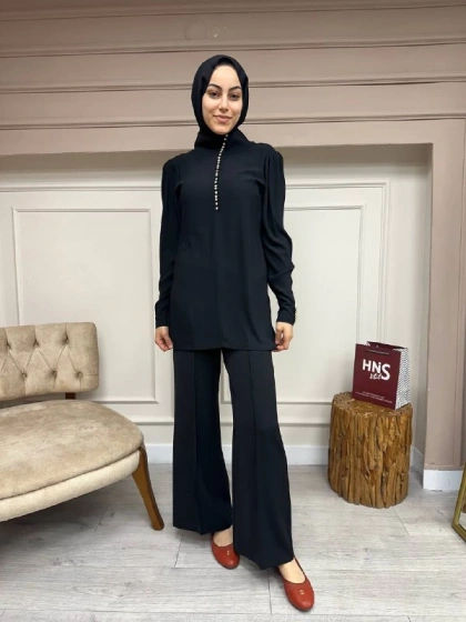 Yusuf Özdemir 24Y1442 Siyah Palazzo Pantolon