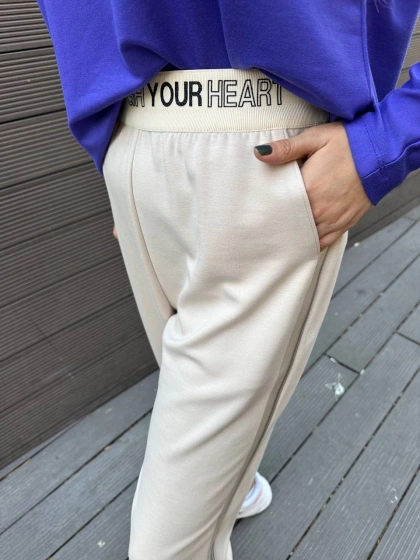 Yusuf Özdemir 24Y1494 Bej Modal Kumaş Fermuar Detaylı Eşofman