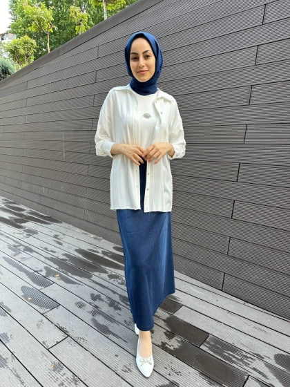 Yusuf Özdemir 24Y1516 Lacivert Kot Etek