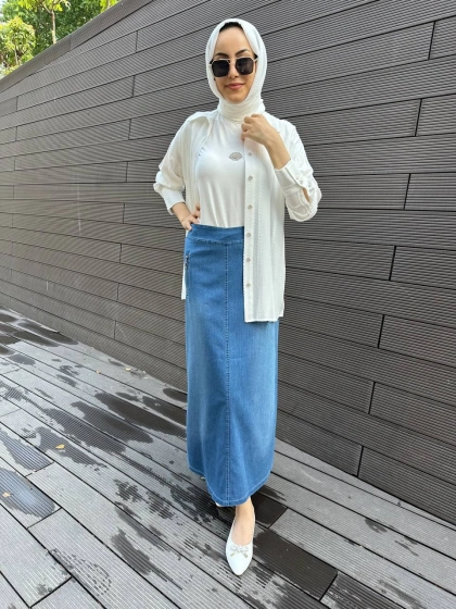 Yusuf Özdemir 24Y1516 Mavi Kot Etek