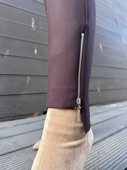 Yusuf Özdemir 25K1101 Kahve Paçası Fermuarlı Pantolon