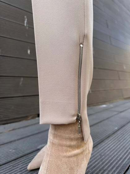 Yusuf Özdemir 25K1101 Krem Paçası Fermuarlı Pantolon