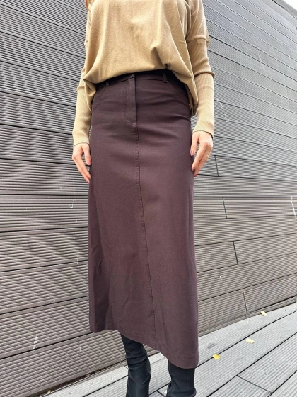 Yusuf Özdemir 25K1536 Kahverengi Kot Etek