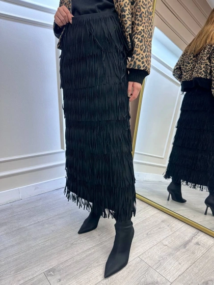 Yusuf Özdemir 25K1541 Siyah Püsküllü Etek