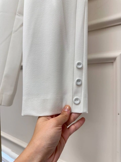 Yusuf Özdemir 25Y1393 Beyaz Paçası Düğme Detaylı Pantolon