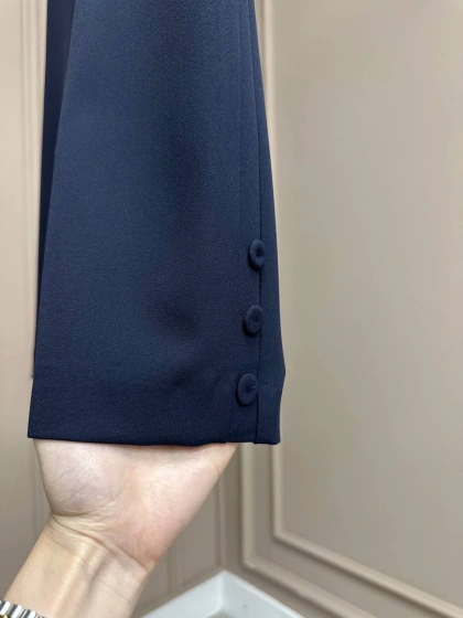 Yusuf Özdemir 25Y1393 Lacivert Paçası Düğme Detaylı Pantolon