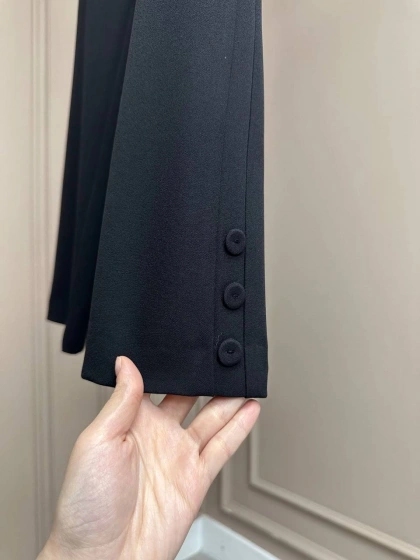 Yusuf Özdemir 25Y1393 Siyah Paçası Düğme Detaylı Pantolon