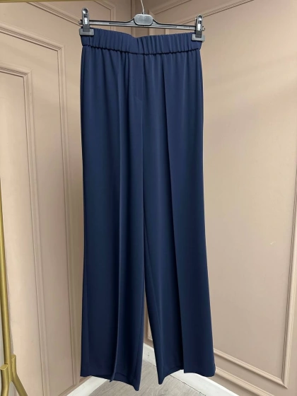 Yusuf Özdemir 25Y1395 Lacivert Krep Kumaş Bol Paça Pantolon