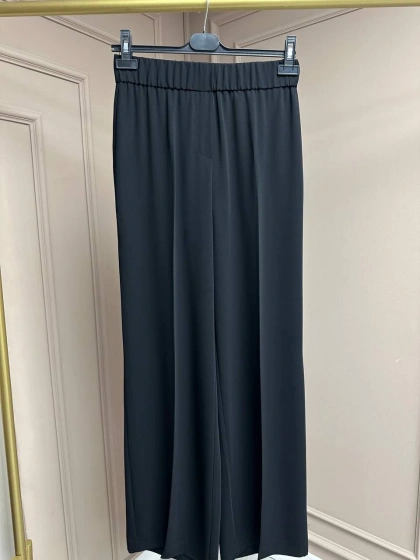 Yusuf Özdemir 25Y1395 Siyah Krep Kumaş Bol Paça Pantolon