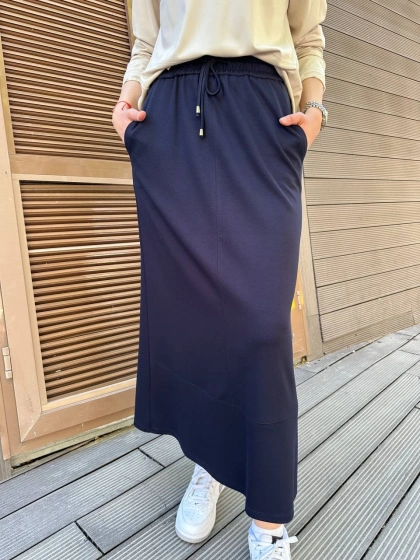 Yusuf Özdemir 25Y1444 Lacivert Penye Etek