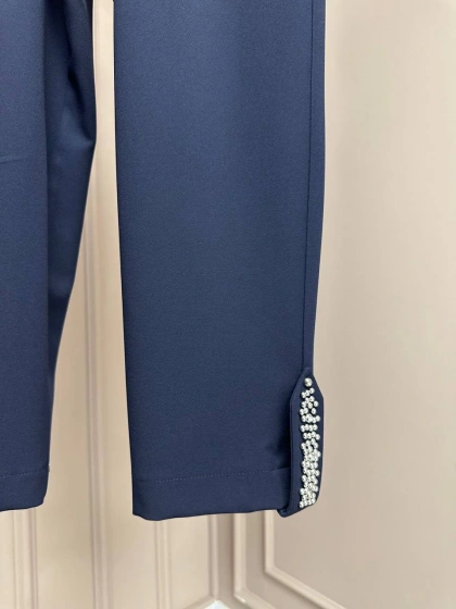 Yusuf Özdemir 25Y1456 Lacivert Paçası Taş Detaylı Pantolon