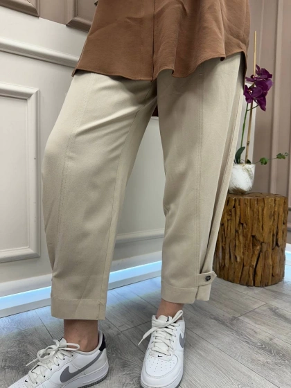 Yusuf Özdemir 25Y1465 Bej Paçası Düğmeli Pantolon