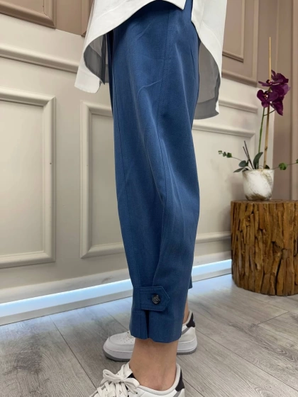 Yusuf Özdemir 25Y1465 İndigo Paçası Düğmeli Pantolon