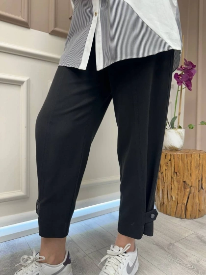 Yusuf Özdemir 25Y1465 Siyah Paçası Düğmeli Pantolon