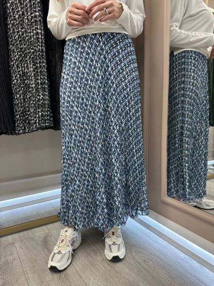 Yusuf Özdemir 25Y1504 Mavi Desenli Etek