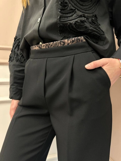 Yusuf Özdemir 25Y1552 Siyah Beli Detaylı Pantolon