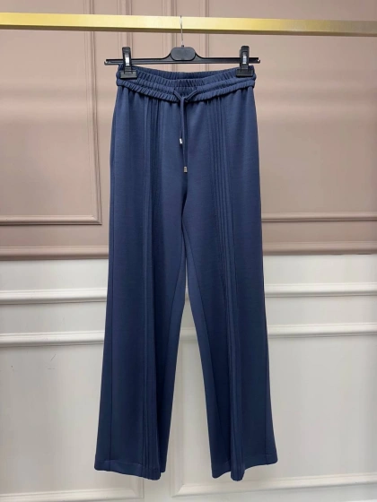 Yusuf Özdemir 25Y1569 İndigo Nervür Detaylı Pantolon