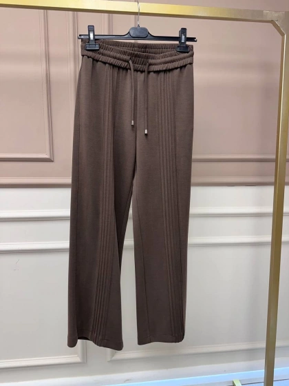 Yusuf Özdemir 25Y1569 Kahve Nervür Detaylı Pantolon