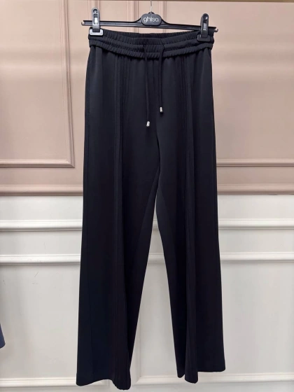 Yusuf Özdemir 25Y1569 Siyah Nervür Detaylı Pantolon