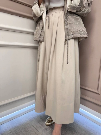 Yusuf Özdemir 25Y1572 Bej Beli Lastikli Etek