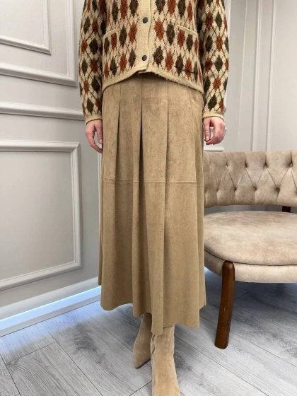 Yusuf Özdemir 26K1583 Bej Süet Etek