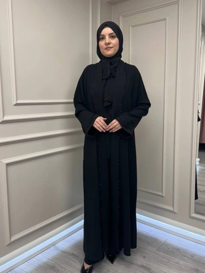 Zigay 1002 Siyah Üçlü Abaya Takım